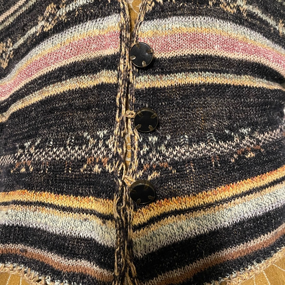 Free People Black and Brown Cardigan with Ornate Design - Picture 3 of 10